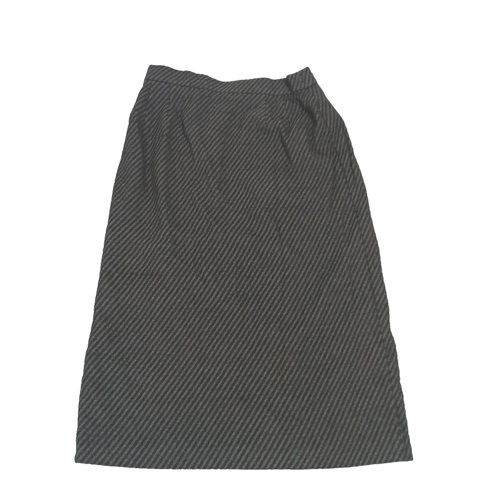 Louis Feraud Vintage Women's Black Gray Striped Skirt US 14 MADE IN W.GERMANY